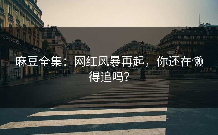 麻豆全集：网红风暴再起，你还在懒得追吗？  第1张