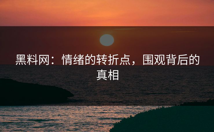 黑料网：情绪的转折点，围观背后的真相  第1张