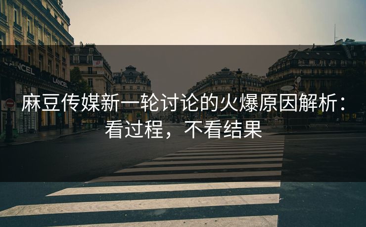 麻豆传媒新一轮讨论的火爆原因解析：看过程，不看结果  第1张