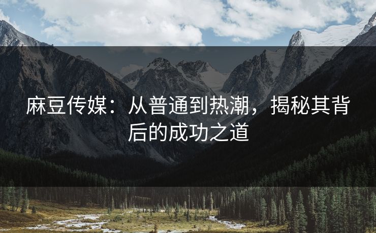 麻豆传媒：从普通到热潮，揭秘其背后的成功之道  第1张