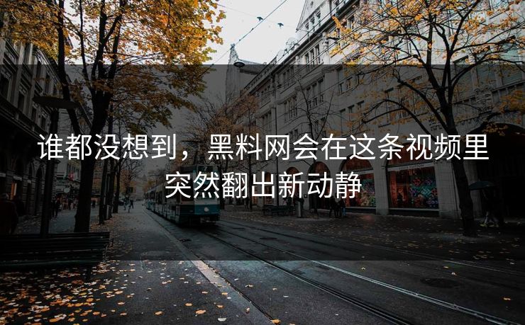 谁都没想到，黑料网会在这条视频里突然翻出新动静