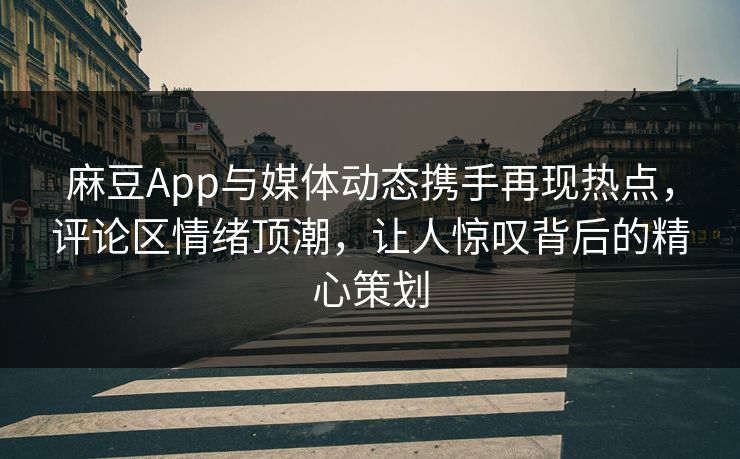 麻豆App与媒体动态携手再现热点，评论区情绪顶潮，让人惊叹背后的精心策划  第1张