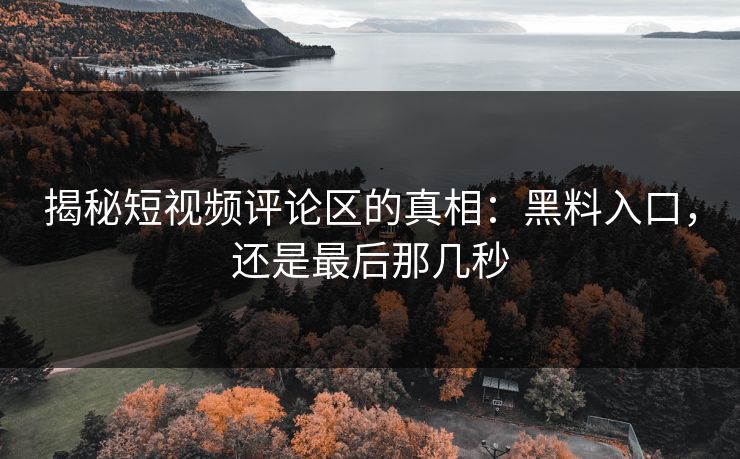 揭秘短视频评论区的真相:黑料入口,还是最后那几秒 揭秘短视频评论区的真相:黑料入口,还是最后那几秒