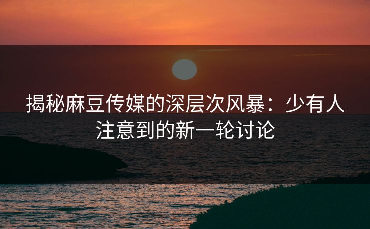 揭秘麻豆传媒的深层次风暴：少有人注意到的新一轮讨论  第1张