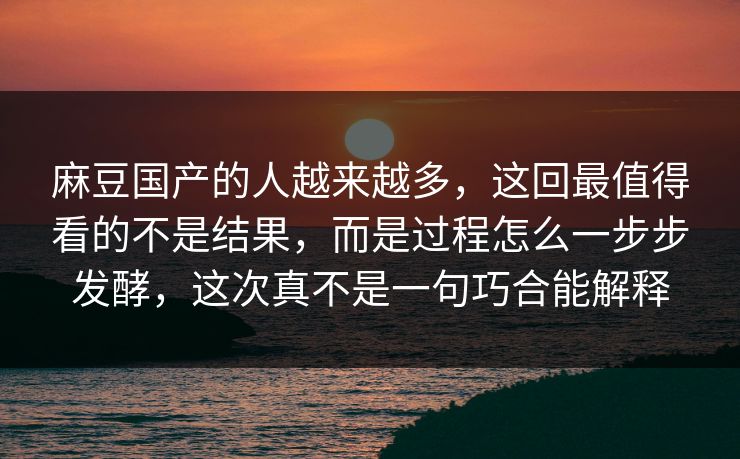 麻豆国产的人越来越多，这回最值得看的不是结果，而是过程怎么一步步发酵，这次真不是一句巧合能解释  第1张