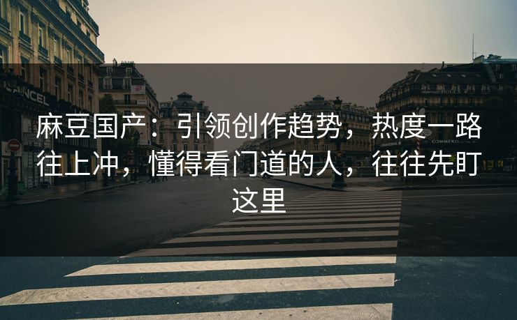 麻豆国产：引领创作趋势，热度一路往上冲，懂得看门道的人，往往先盯这里  第1张