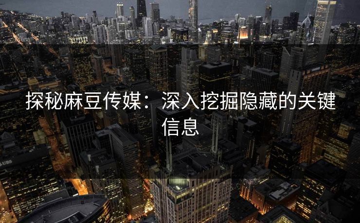 探秘麻豆传媒：深入挖掘隐藏的关键信息  第1张