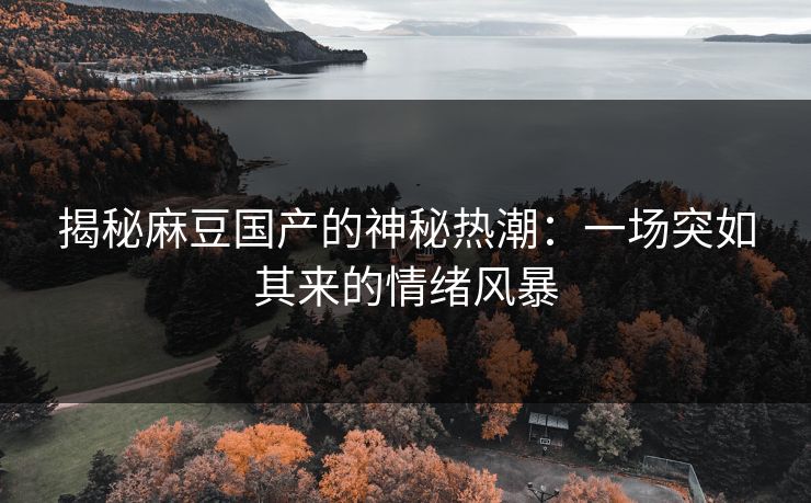 揭秘麻豆国产的神秘热潮：一场突如其来的情绪风暴  第1张