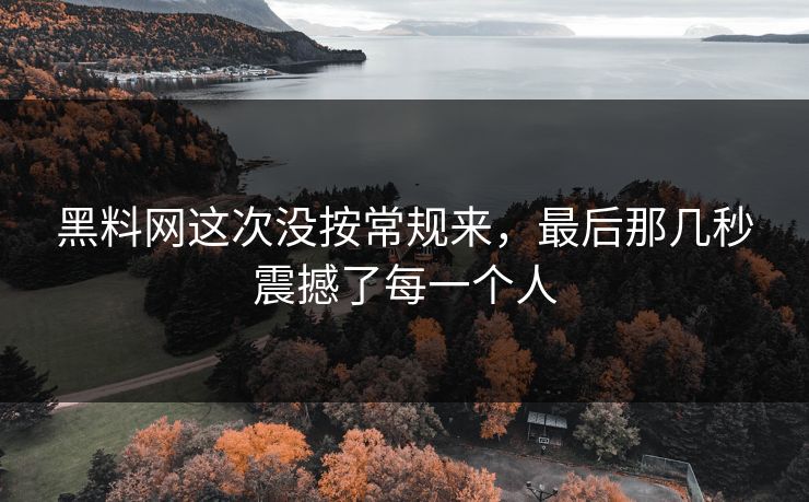 黑料网这次没按常规来，最后那几秒震撼了每一个人  第1张