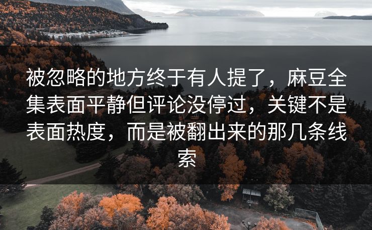 被忽略的地方终于有人提了，麻豆全集表面平静但评论没停过，关键不是表面热度，而是被翻出来的那几条线索  第1张